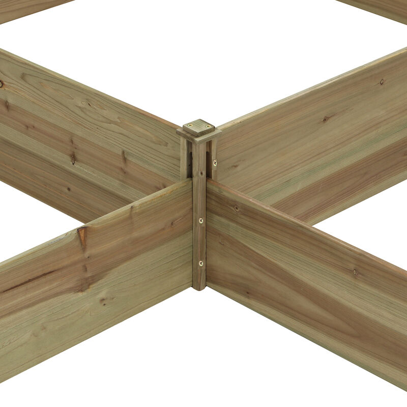 LuxenHome Wood Three Section L-Shaped Raised Garden Bed