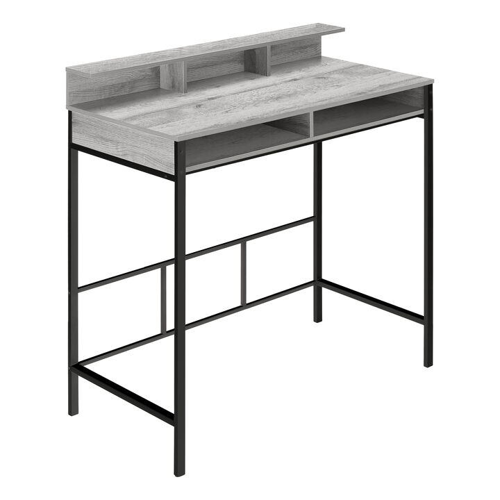 Monarch Specialties I 7703 Computer Desk, Home Office, Standing, Storage Shelves, 48"L, Work, Laptop, Metal, Laminate, Grey, Black, Contemporary, Modern