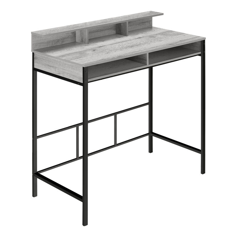 Monarch Specialties I 7703 Computer Desk, Home Office, Standing, Storage Shelves, 48"L, Work, Laptop, Metal, Laminate, Grey, Black, Contemporary, Modern