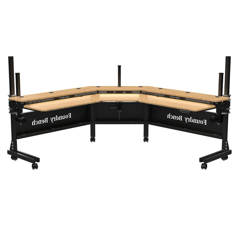 VersaDesk® Foundry Bench® 80"W Electric Height Adjustable Corner Standing Desk Workstation, Black/Bamboo