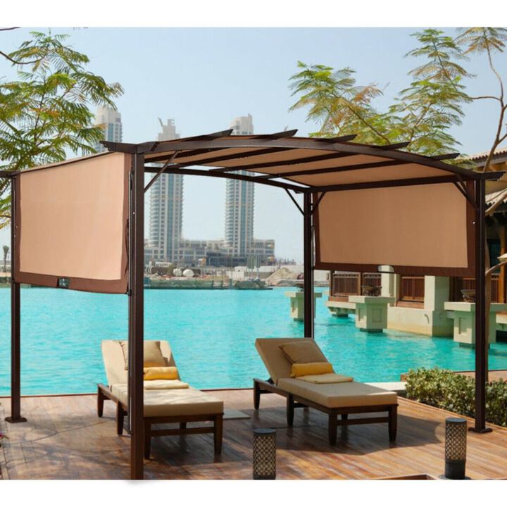 Hivvago 12 x 9 Feet Outdoor Pergola Gazebo with Retractable Canopy Shades