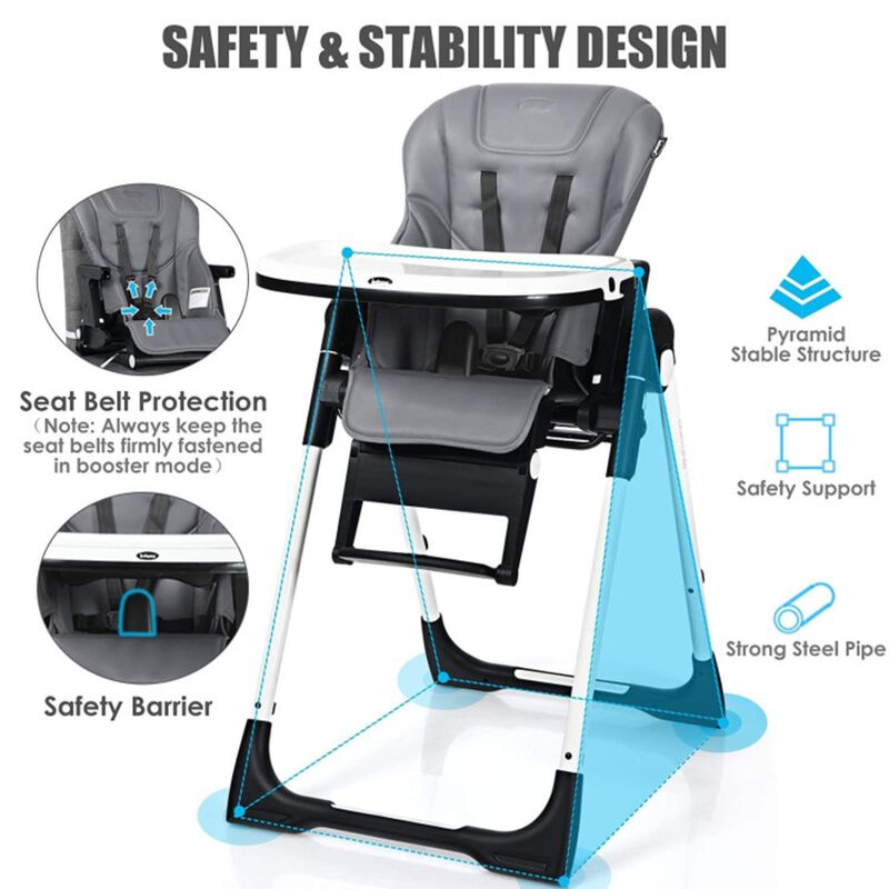 Hivvago 4-in-1 High Chair Booster Seat with Adjustable Height and Recline