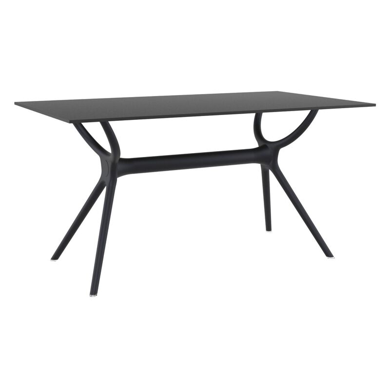 55" White Sleek Rectangular Outdoor Patio Dining Table