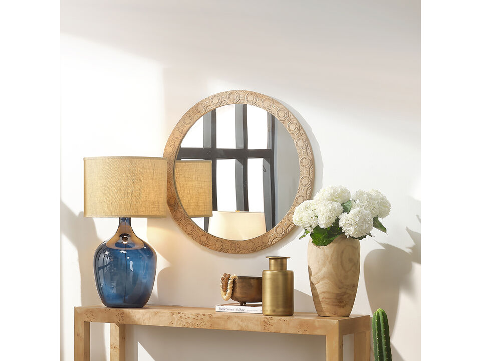 Relief Carved Round Mirror