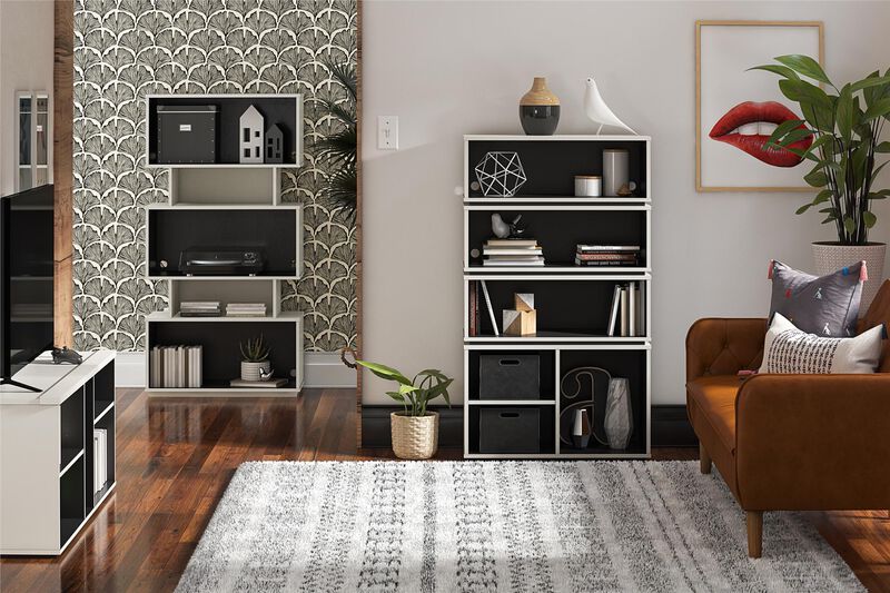 Shadow Gaming & Collectable Display Storage Bookcase, White and Matte Black