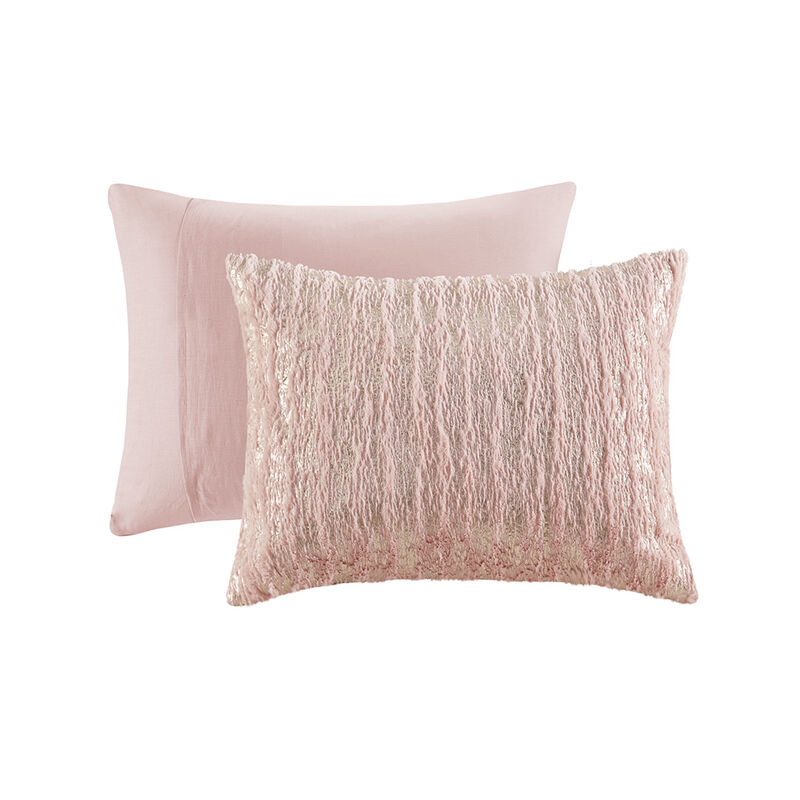 Gracie Mills Maelona Metallic Print Faux Fur Comforter Set