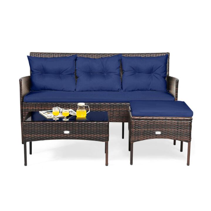 Hivvago 3 Pieces Patio Furniture Sectional Set with 5 Cozy Cushions