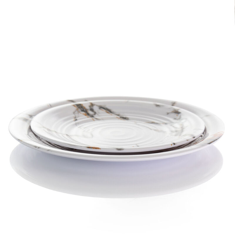 Elama Fine Sculpture 12 Piece Lightweight Melamine Dinnerware Set in White