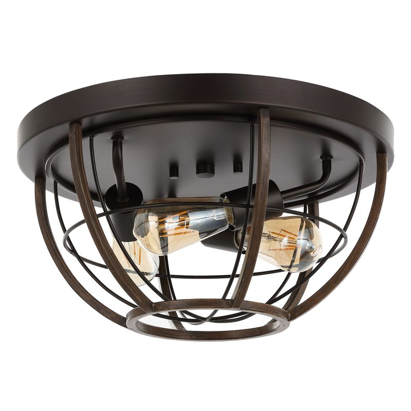 Lyla 3-Light Rustic Farmhouse Iron LED Flush Mount
