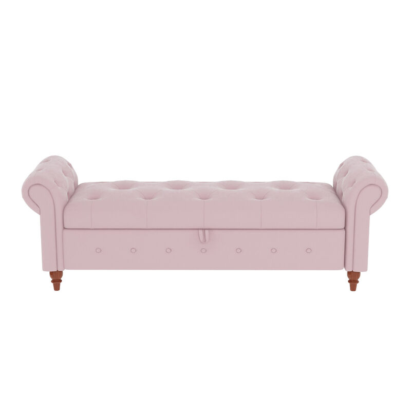 Bed Bench Pink Velvet