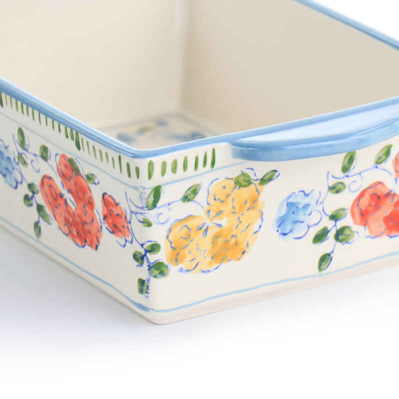 Gibson Elite Anaya 2 Piece Stoneware Bakeware Set with Hand Painted Designs