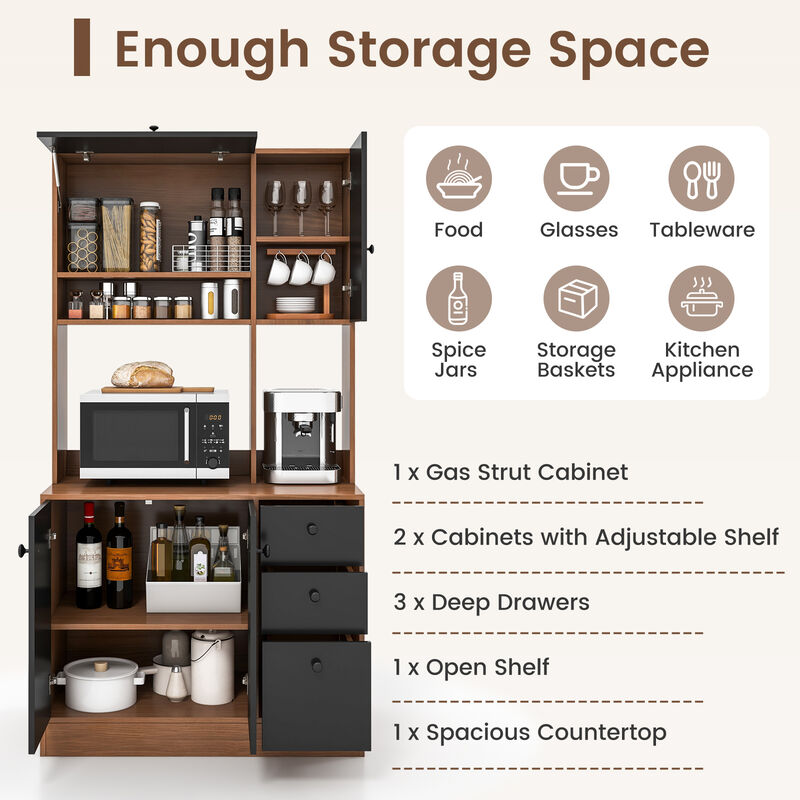 71-Inch Kitchen Pantry Cabinet with 3 Storage Shelves and 3 Spacious Drawers
