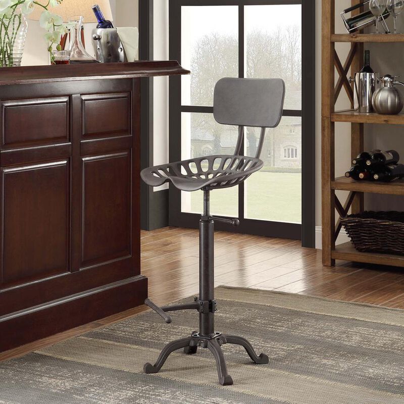 Carolina Living August Tractor Seat Barstool with Back - Industrial