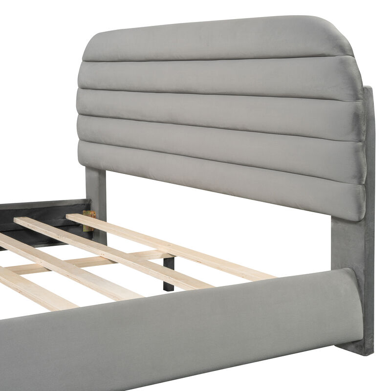 Merax Velvet Upholstered Platform Bed