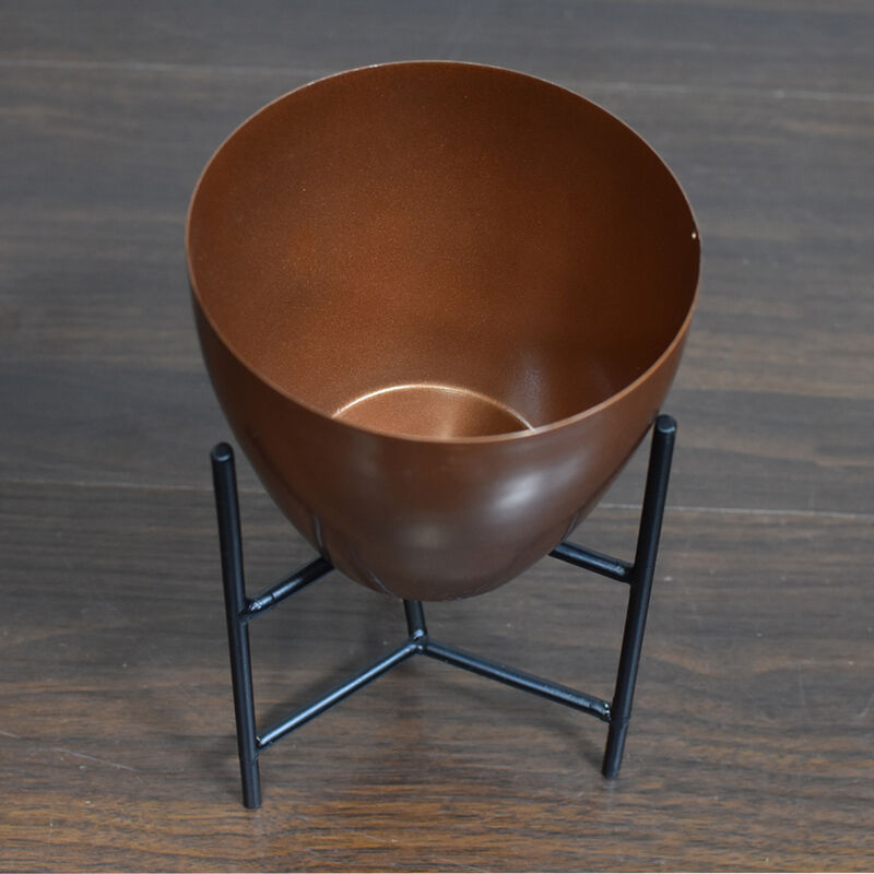Handmade 100% Iron Round Modern Silver Coated Color 8.2 x 4.8 x 4.8 Inches Planters Pot 1002 BBH Homes
