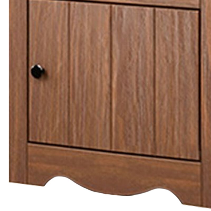 Stav Nightstand, 1 Drawer and Door, 25 Inch, Plank Style, Brown Solid Wood