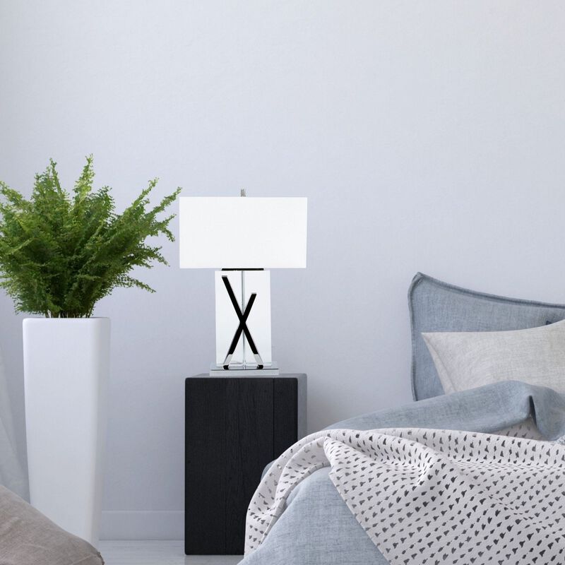 X Table Lamp Chrome Metal LED Light