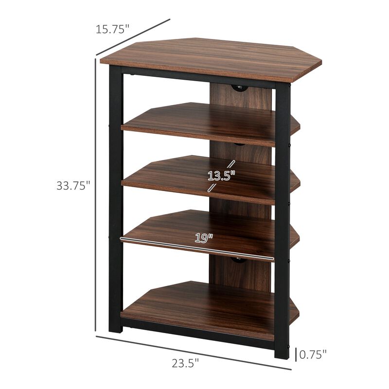 Brown TV Center: Corner Stand with Shelves for Living Room