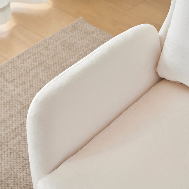 Merax Wing Back Velvet Accent Chair with Metal Legs