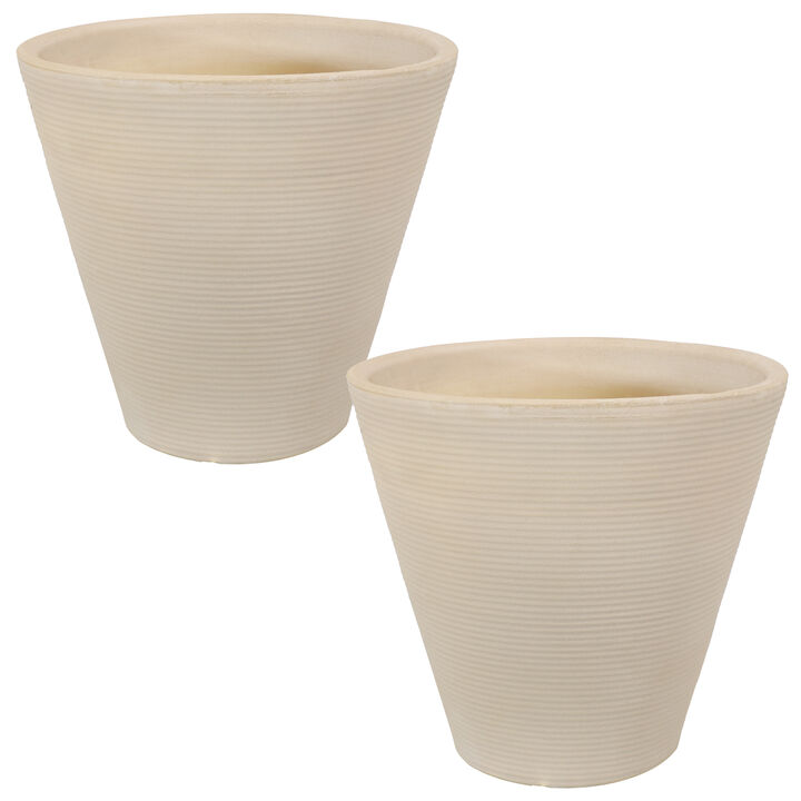 Sunnydaze Walter Dual-Wall Polyresin Planter - Beige