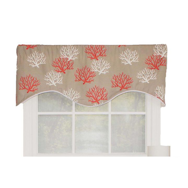 Sea Coral Cornice All Season 3" Rod Pocket Valance 50" x 17" Red by RLF Home