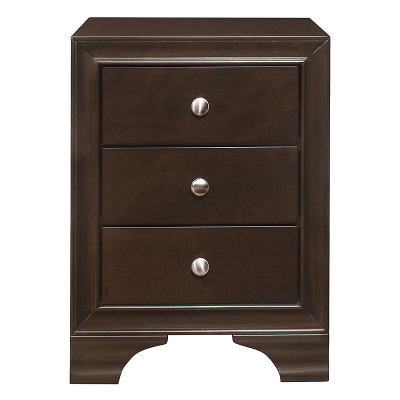Folu 26 Inch Nightstand, USB Port, 3 Drawers with Chrome Knobs, Brown - Benzara