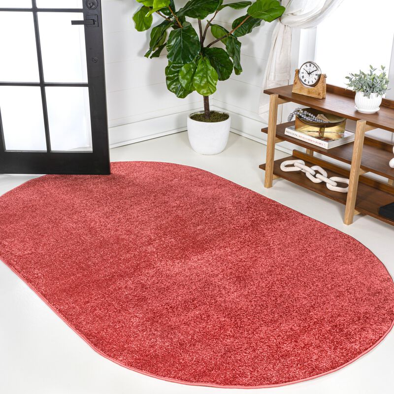 Haze Solid Low-Pile Red Area Rug