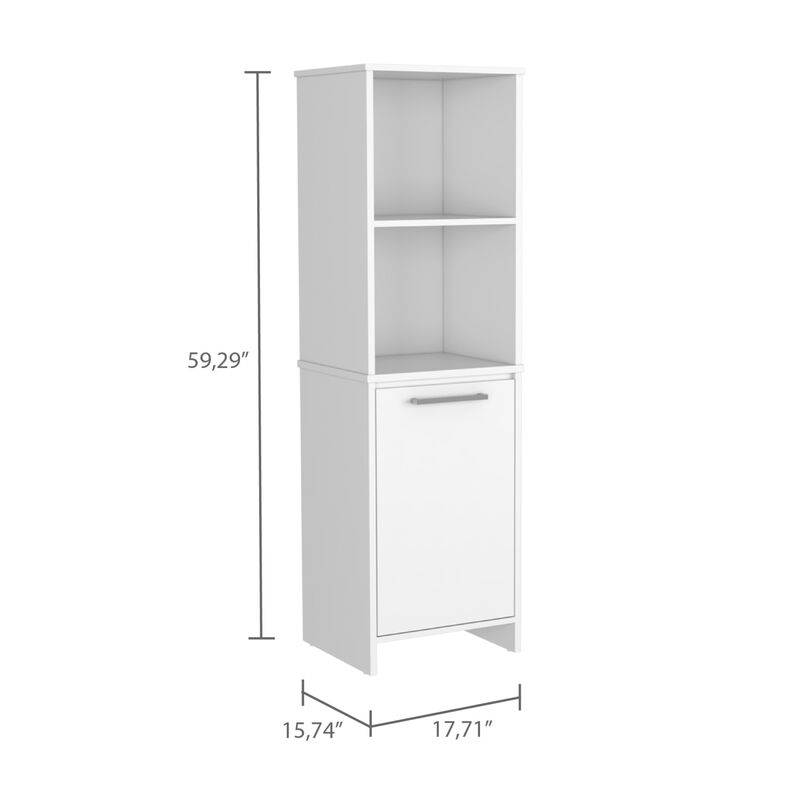 Eiffel Kitchen Pantry, Two External Shelves, Single Door Cabinet, Two Interior Shelves White - White