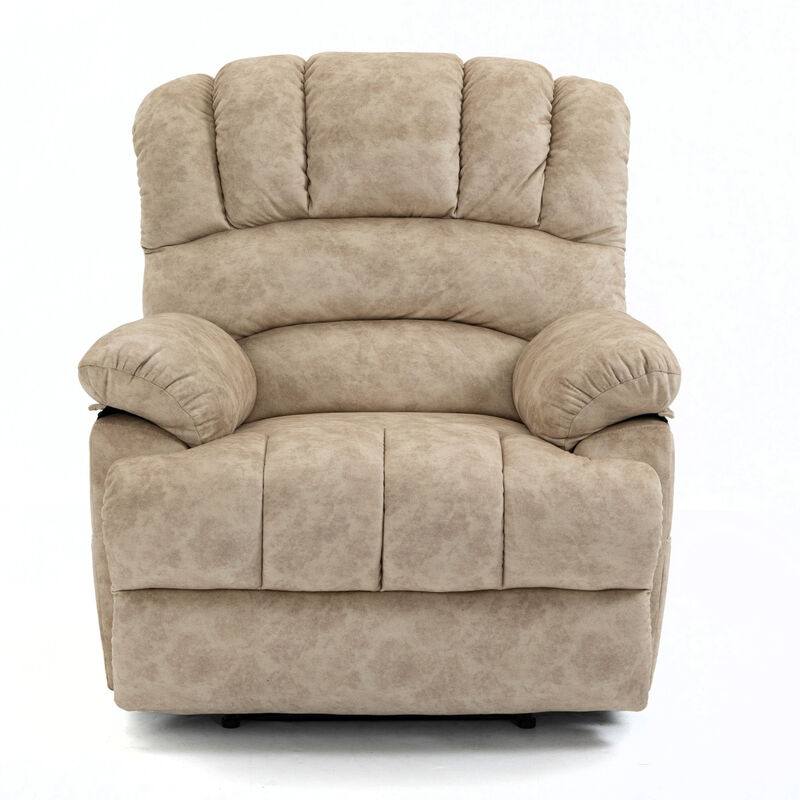 Large Manual Recliner Chair In Fabric For Living Room, Beige