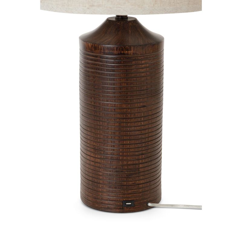 Lux Lighting Parker 31 Brown Polyresin with USB, (Set of 2)
