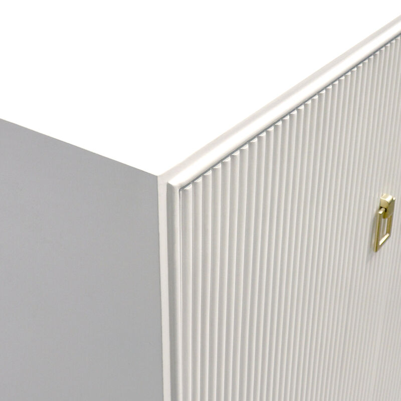 Pasargad Home Victoria Ivory Sideboard, 4 Doors, 2 Drawer with Bronze Metal Frame