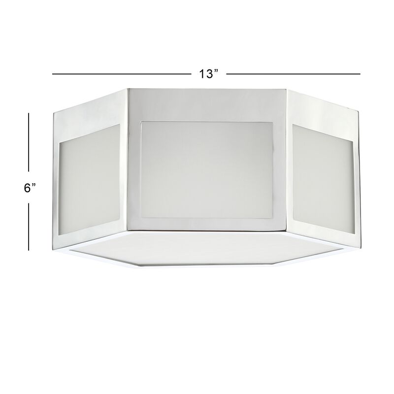 Minimo Hexagon Metal/Frosted Glass LED Flush Mount