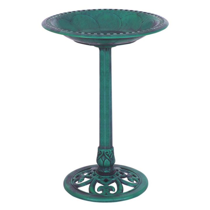 Hivvago Outdoor Garden Green Pedestal Bird Bath Feeder