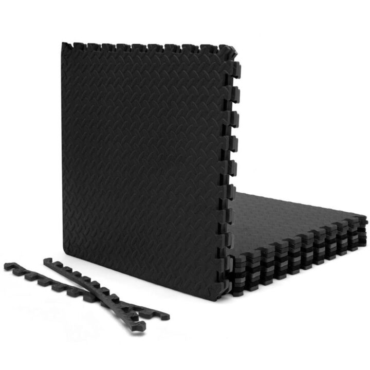 Hivvago 12 Pieces Puzzle Interlocking Flooring Mat with Anti-slip and Waterproof Surface