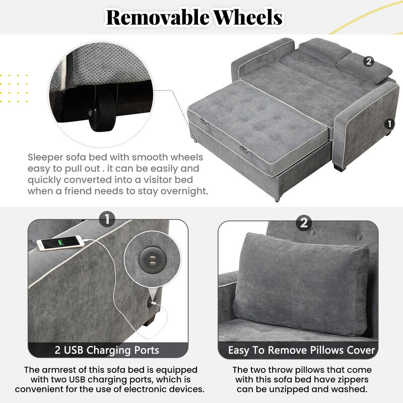 Merax Pull Out Sleeper Sofa Bed with Dual USB Charging Port