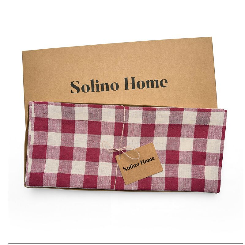 Solino Home 100% Pure Linen Table Runner 14 x 90 Inch | Morgan Check