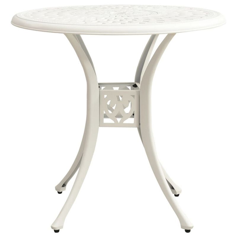 Kasa Outdoor 5pc Bistro Breakfast Set, 4 Chairs, 1 Table, White Metal - Benzara