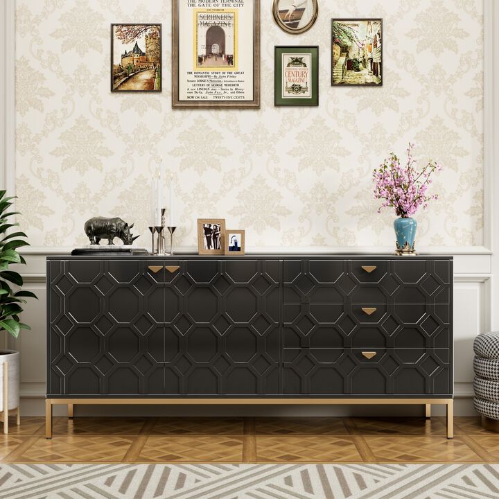 28 in. H Blue 2 Door Storage Cabinet with 3 Drawers