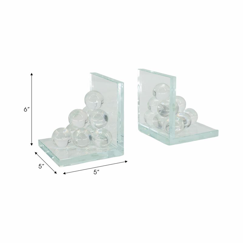 Clear Orb Glass Bookends