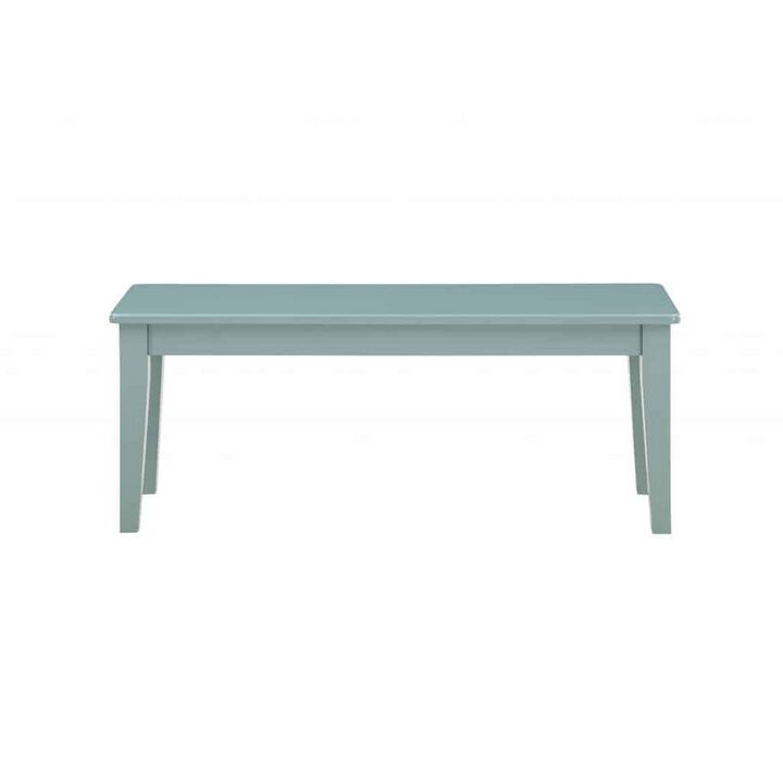 Bray 44 Inch Modern Rectangular Dining Bench, Tapered Legs, Teal Blue-Benzara
