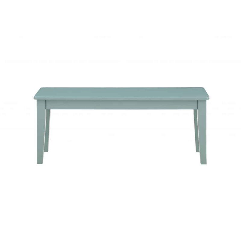 Bray 44 Inch Modern Rectangular Dining Bench, Tapered Legs, Teal Blue-Benzara
