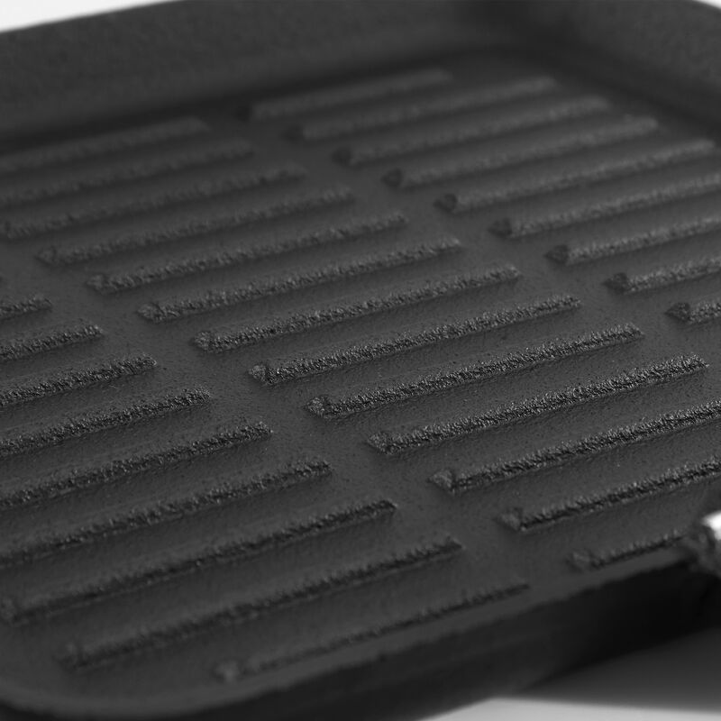 General Store Addlestone 11 Inch Pre-Seasoned Cast Iron Grill Pan with Foldable Wooden Handle