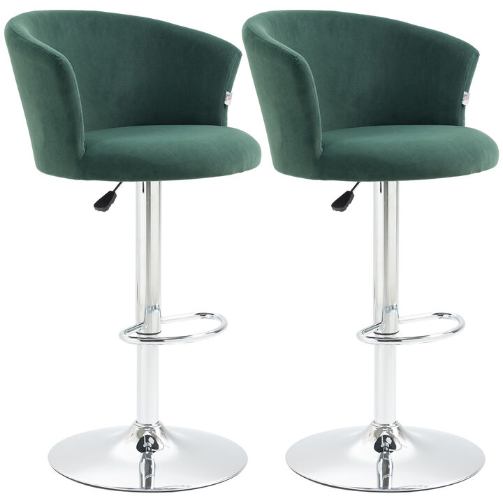 Adjustable Bar Stools Set of 2, Upholstered Kitchen Stool w/ Swivel Seat, Grey