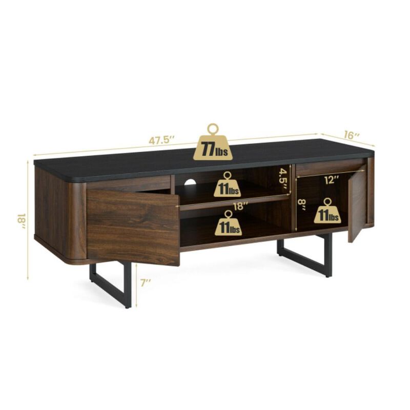 Hivvago Wooden TV Stand with 2-Door Storage Cabinets for for TVs up to 55 Inch