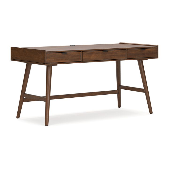 Jeyn Home Office Desk, 60 Rectangular Top w 3 Drawers, Natural Brown - Benzara
