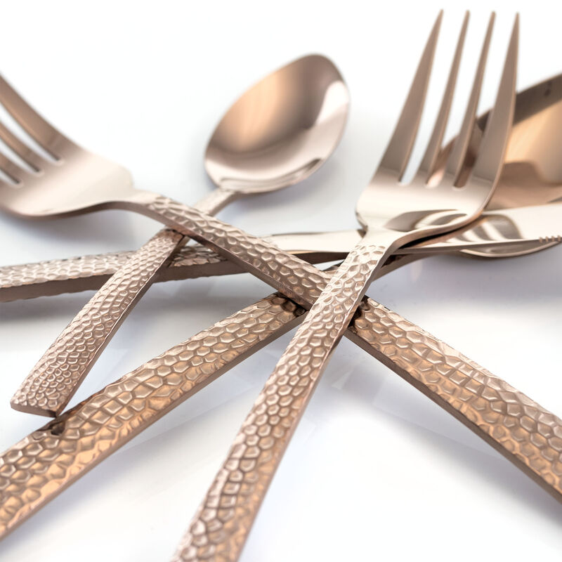 MegaChef Baily 20 Piece Flatware Utensil Set, Stainless Steel Silverware Metal Service for 4 in Rose Gold