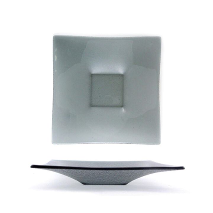 Glass Dinnerware 10.75" x 0.5" x h:1.5" 1 oz. Square Charcoal Glass Deep Plate