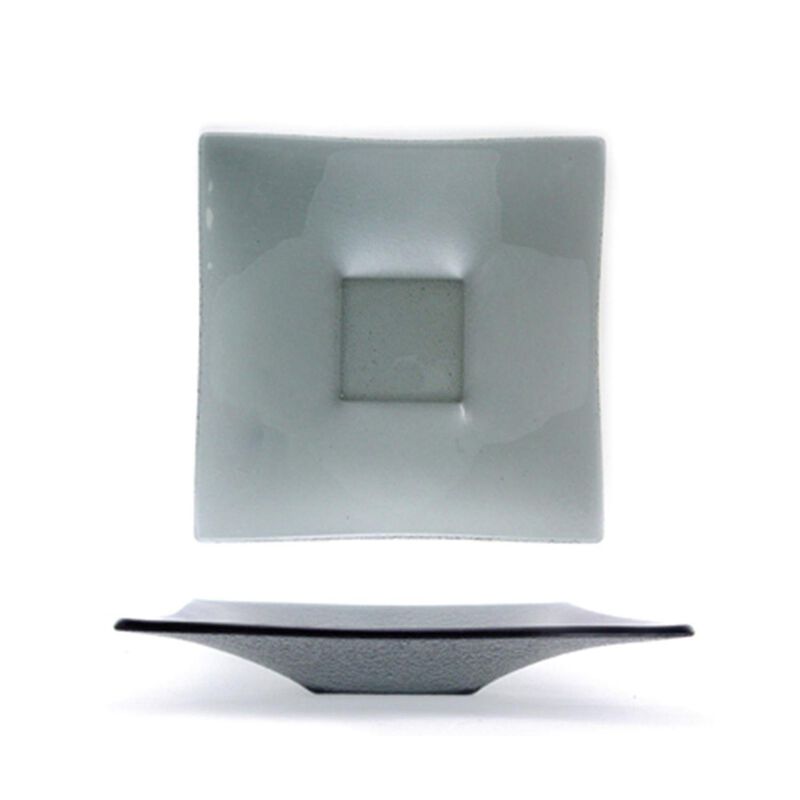 Glass Dinnerware 10.75" x 0.5" x h:1.5" 1 oz. Square Charcoal Glass Deep Plate