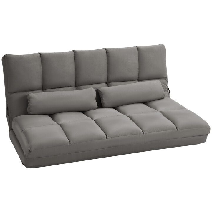 2-In-1 Multifunction Chaise Recliner Upholstered Floor Couch w/Metal Frame Beige