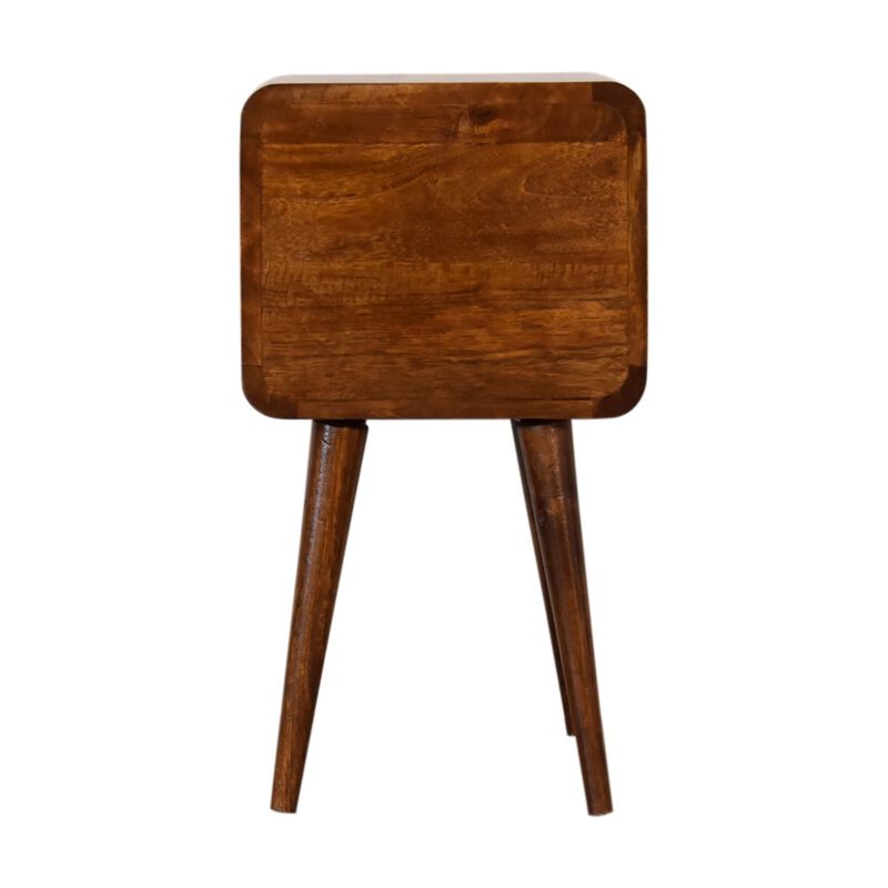 Mini Chestnut Curved Solid Wood 2 Drawer NightStand